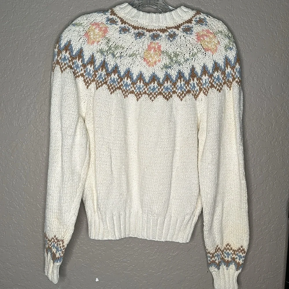 Vintage Liz Sport “Irish Brogue” hand knit cotton sweater - Picture 4 of 11